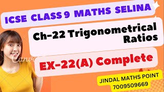 Ch22 Trigonometrical Ratios Ex22A Complete From Selina Concise For Class 9 Math [upl. by Geis]