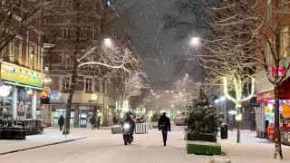 Snowy Stockholm Walk in charming Södermalm area Mariatorget Beautiful Sweden 4K walking tour [upl. by Au]