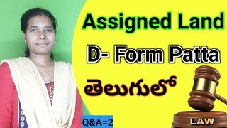 Dform patta assigned land meaning and conditions explained in telugu [upl. by Heyde]