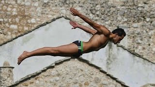 Cliff Diving Mostar Bridge Bosnia [upl. by Talich]