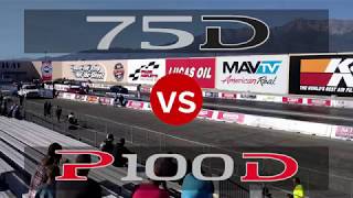 UNCORKED Tesla Model S 75D vs P100DL  14 mile drag race drag times [upl. by Orling]