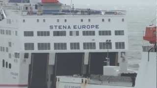 Stena Line and Irish Ferries in stormy weather [upl. by Ahsieyk]