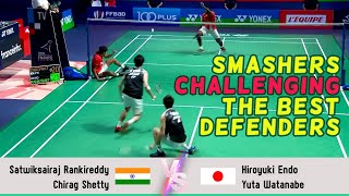 SMASHERS CHALLENGING THE BEST DEFENDERS  S RankireddyChirag Shetty vs Hiroyuki EndoYuta Watanabe [upl. by Yle]