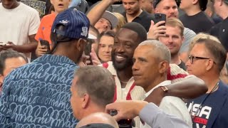 Barack Obama Talking To Dwyane Wade amp Carmelo Anthony During Halftime of Team USA vs Team Canada [upl. by Farl600]