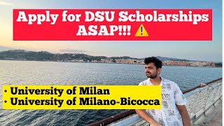 Apply for Scholarships NOW  DSU Scholarship for University of Milan Universitaly of MilanoBicocca [upl. by Anahir]