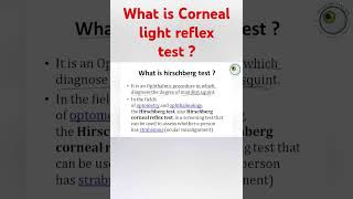 hirschberg corneal reflex test  corneal light reflex test  interpretation of hirschberg test [upl. by Petronille]