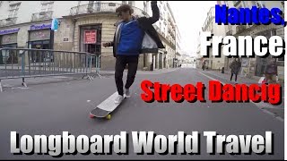 Street Longboard dancing in Nantes 롱보드 [upl. by Jarin869]