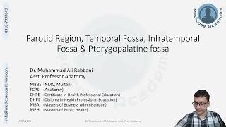 Lecture Overview Parotid Region Temporal Fossa Infratemporal Fossa and Pterygopalatine fossa [upl. by Koblas]