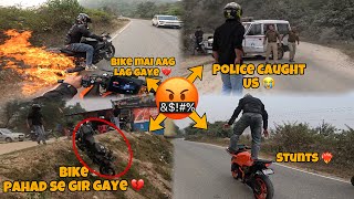 Bike pahad se gir gaye 💔🤬  Police caught us 😭  aag lag gaye bike mai 🤬 [upl. by Judy]