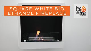 White Squared Wall Mounted Bioethanol Fireplace Installation  Bio Fireplace Group [upl. by Ahsinwad]