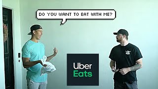 Asking Uber Eats Drivers to COME IN and EAT WITH US [upl. by Ameline152]