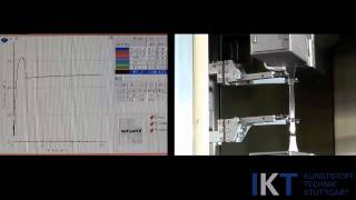 Zugversuch an einer Kunststoffprobe  Tensile Test on a Plastic Specimen [upl. by Mmada]