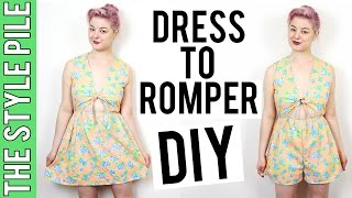 Dress To Romper DIY  The Style Pile 12 [upl. by Tnomad]