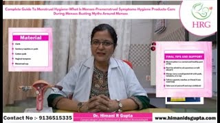 Menstrual Hygiene amp its productsPreMenstrual syndromeMyths around periodsDrHimani R GuptaGynec [upl. by Cis]