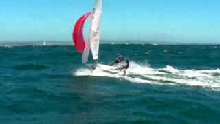 420 sailing reach with spinnaker 35 knots [upl. by Maggy]