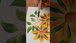 Satisfying one stroke painting idea  3 colours single stroke  floral art  colourful painting [upl. by Rudelson]