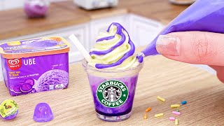 PERFECT Amazing Homemade Miniature Starbucks Purple Frappuccino Recipe  ASMR Cooking Mini Food [upl. by Katee]