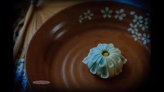 茶果子系列——凛菊 How to make wagashiBlue Chrysanthemum [upl. by Ativel996]