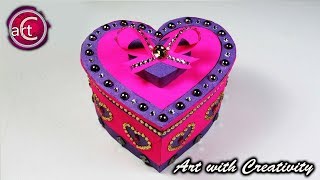 how to make heart shaped box DIY  gift box storage box Art with creativity [upl. by Osei]