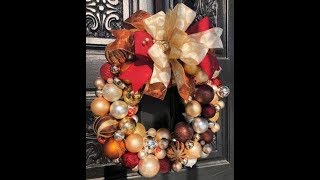 How to make a Ornament wreath with Ornaments and a Hanger [upl. by Deth]