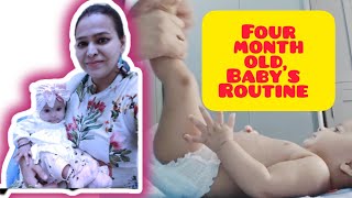 Four months baby development  4 महीने के baby का 24 घंटे का routine [upl. by Nerad]