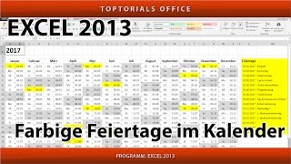 Feiertage im Kalender farbig markieren Microsoft Excel [upl. by Ahsei996]