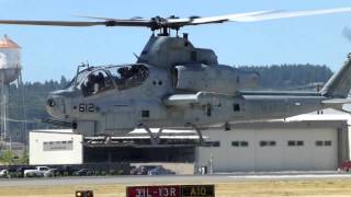 WHISPER QUIET Marine Viper AH1Z amp Venom UH1Y Helicopters at KBFI Seattle [upl. by Anidnamra848]