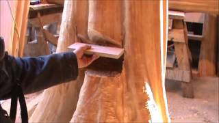 How to Build Log Stairs  Laying out the Stump Mortise  Part 4 [upl. by Netty]