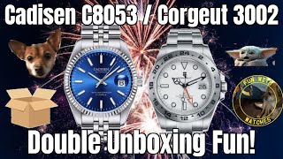 Cadisen C8053  Corgeut 3002 Automatic Watch Double Unboxing Fun [upl. by Llevrac609]