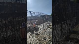 Install retaining wall reinforcement bar at site [upl. by Clair]