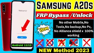 Samsung A20s  Android 1112  frp bypass google account remove  without PC  0 not working [upl. by Lehsar]