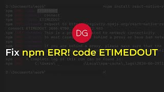 Fix npm ERR code ETIMEDOUT [upl. by Karel949]