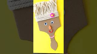 Macrame string brush  Fun craft idea for kids youtubeshorts artandcraft craftchutney2 [upl. by Melnick]