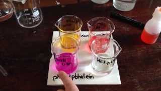 Methyl Orange and Phenolpthalein Colours in Acid and Alkali with End Points ALevel Chemistry Prac [upl. by Yelnek]