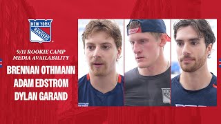 NYR Rookie Camp Brennan Othmann Adam Edstrom and Dylan Garand Media Availability  Sept 11 2024 [upl. by Elijah]