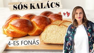 Sós fonott kalács recept 👨‍🍳 négyes fonás [upl. by Cerell]