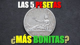 5 Pesetas de 1870  España  Plata 900 monedas numismática pesetas [upl. by Kirwin]