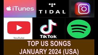 TOP US SONGS JAN 2024A Grande 21 Savage J Harlow Wham SZA D Cat T McRae M Carey T Swift [upl. by Nirrak]