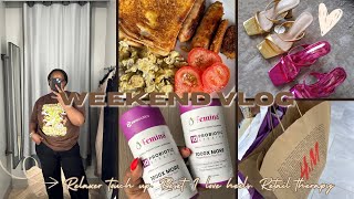 WEEKEND VLOG Relaxer Touchup Mr Price Heels Grocery Haul Retail Therapy [upl. by Cordalia]