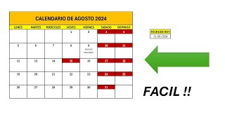 Como hacer un calendario en Excel MUY FACIL BIEN EXPLICADO [upl. by Light]