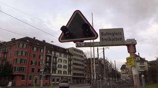 Railroad crossing Zurich  Bahnübergang beim Bahnhof Tiefenbrunnen Zürich Schweiz 2018 [upl. by Guenzi197]