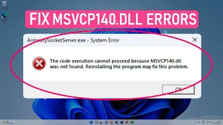 Fix MSVCP140dll Missing or Not Found In Windows 1110 amp older [upl. by Shing]