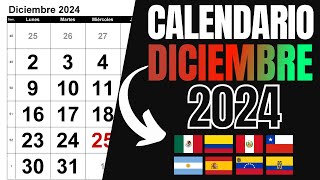 ➥ CALENDARIO DICIEMBRE 2024  DATOS DEL MES DE DICIEMBRE 2024 [upl. by Bauer]