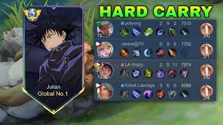 GLOBAL JULIAN HARD CARRYING SOLO RANKED GAME intense gameplay  MLBB [upl. by Acinna514]