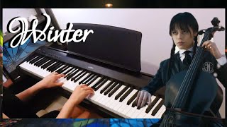 Wednesday plays cello  Winter I Allegro  Piano Cover with Sheet Music [upl. by Akanke]