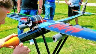 WOW  VERY VERY VERY FAST  HJK MONSTER RC SPEEDER WITH TURBINE ENGINE MAIDEN FLIGHT DEMONSTRATION [upl. by Stedman]