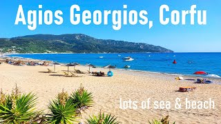 Agios Georgios Corfu  Day 2  Long beach and village walk  Lots of sea [upl. by Leis702]