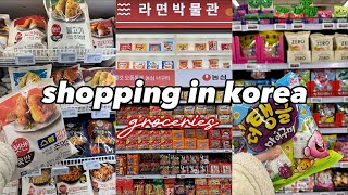 shopping in korea vlog 🇰🇷 supermarket food haul with prices 🍒 ramyun museum snacks amp more [upl. by Selima]