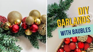 DIY Christmas Ornament Garland Tutorial  3 Ways To Decorate With Garlands [upl. by Alecram]