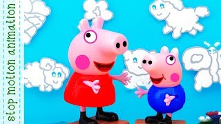 Сlouds Peppa Pig toys stop motion animation in english [upl. by Animlehliw]